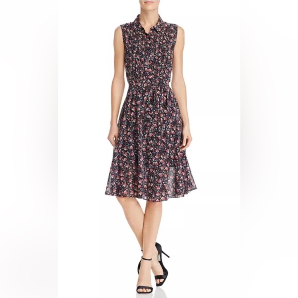 Nanette Lepore Black and Red Floral Midi Dress